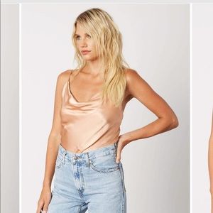 Silk/rayon silver top